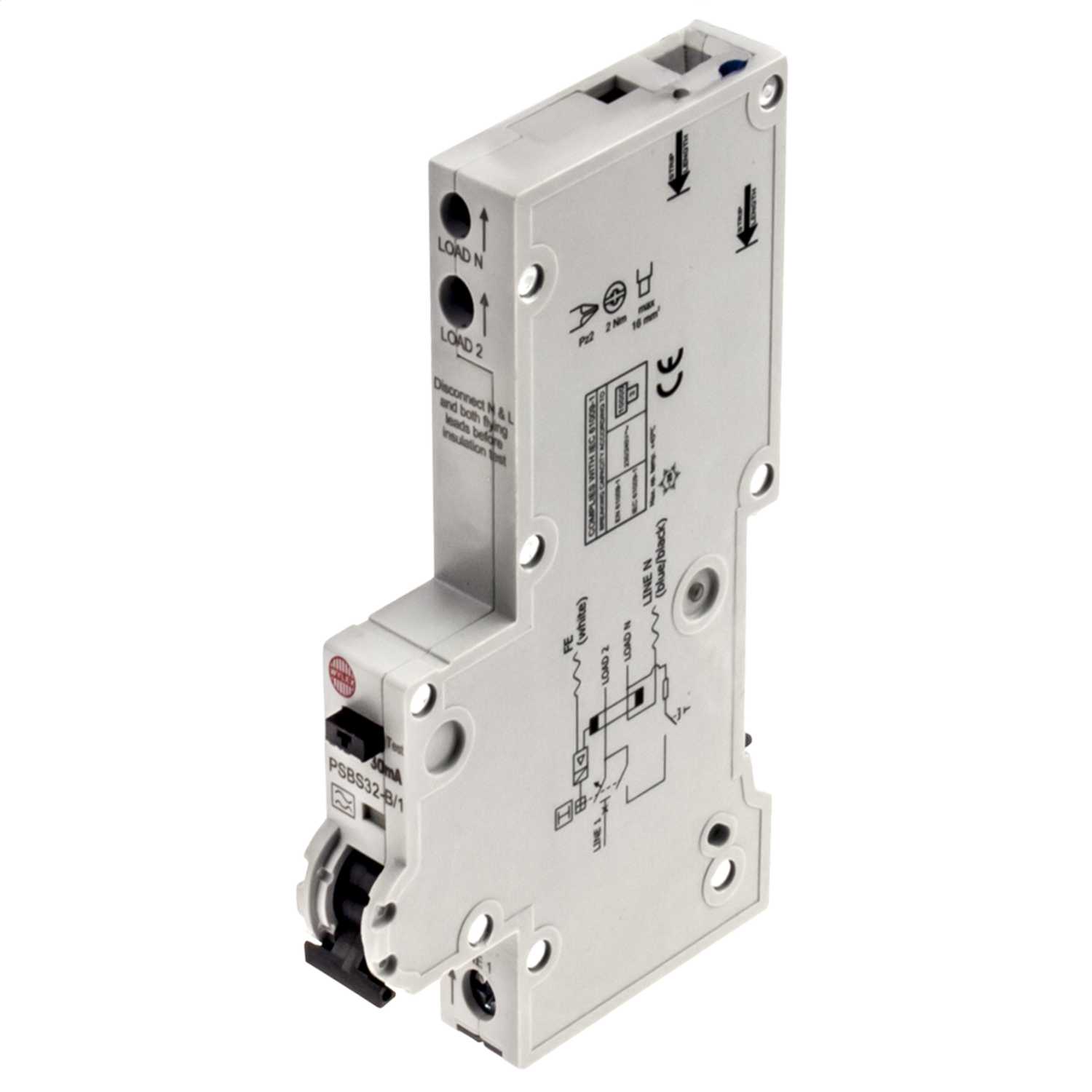 Wylex PSBS 32A Single Pole 1 Module B Curve 10kA 30mA Type A RCBO ...