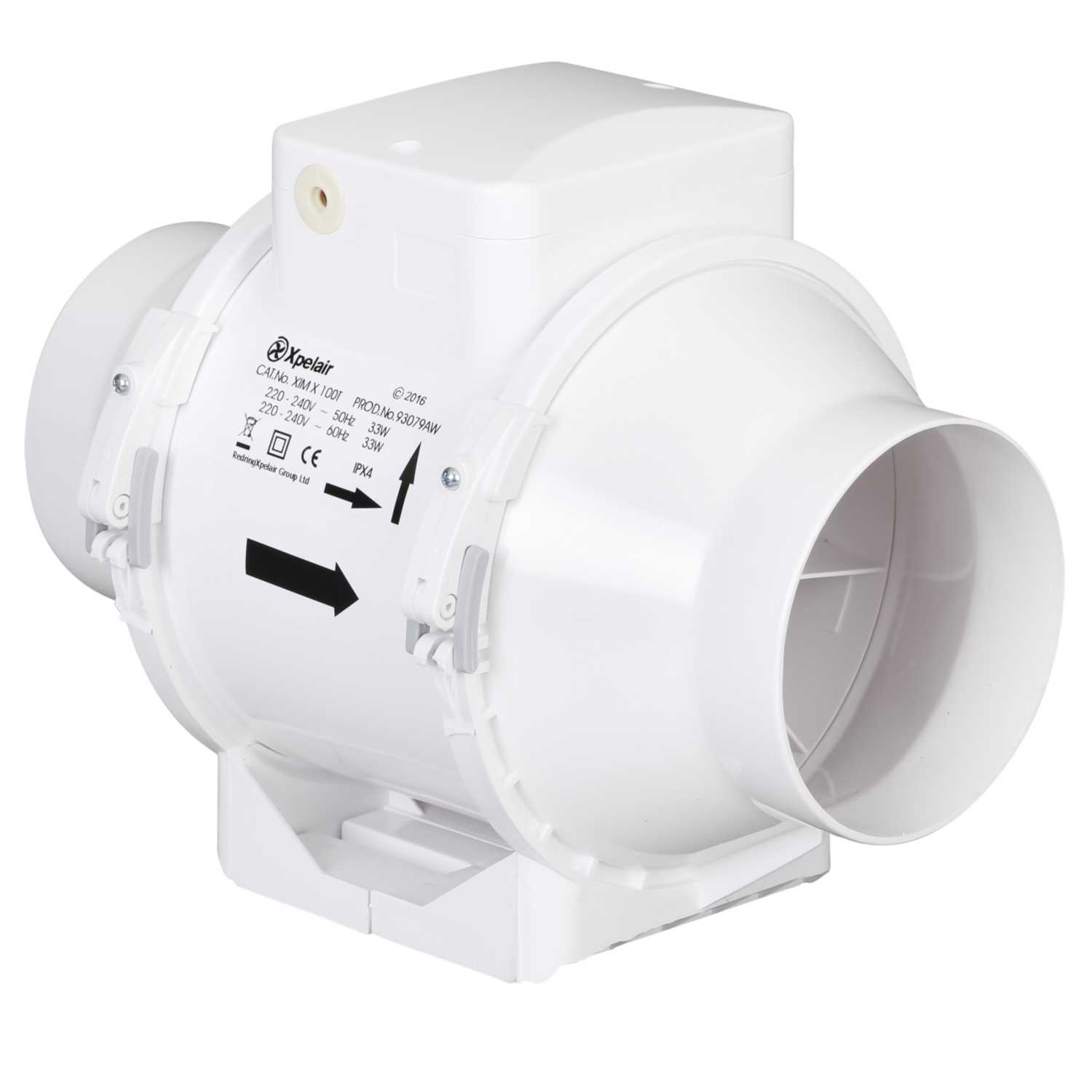 Xpelair XIMX100T 100mm 4" Inline Mixed Flow Fan with Timer (93079AW) CEF