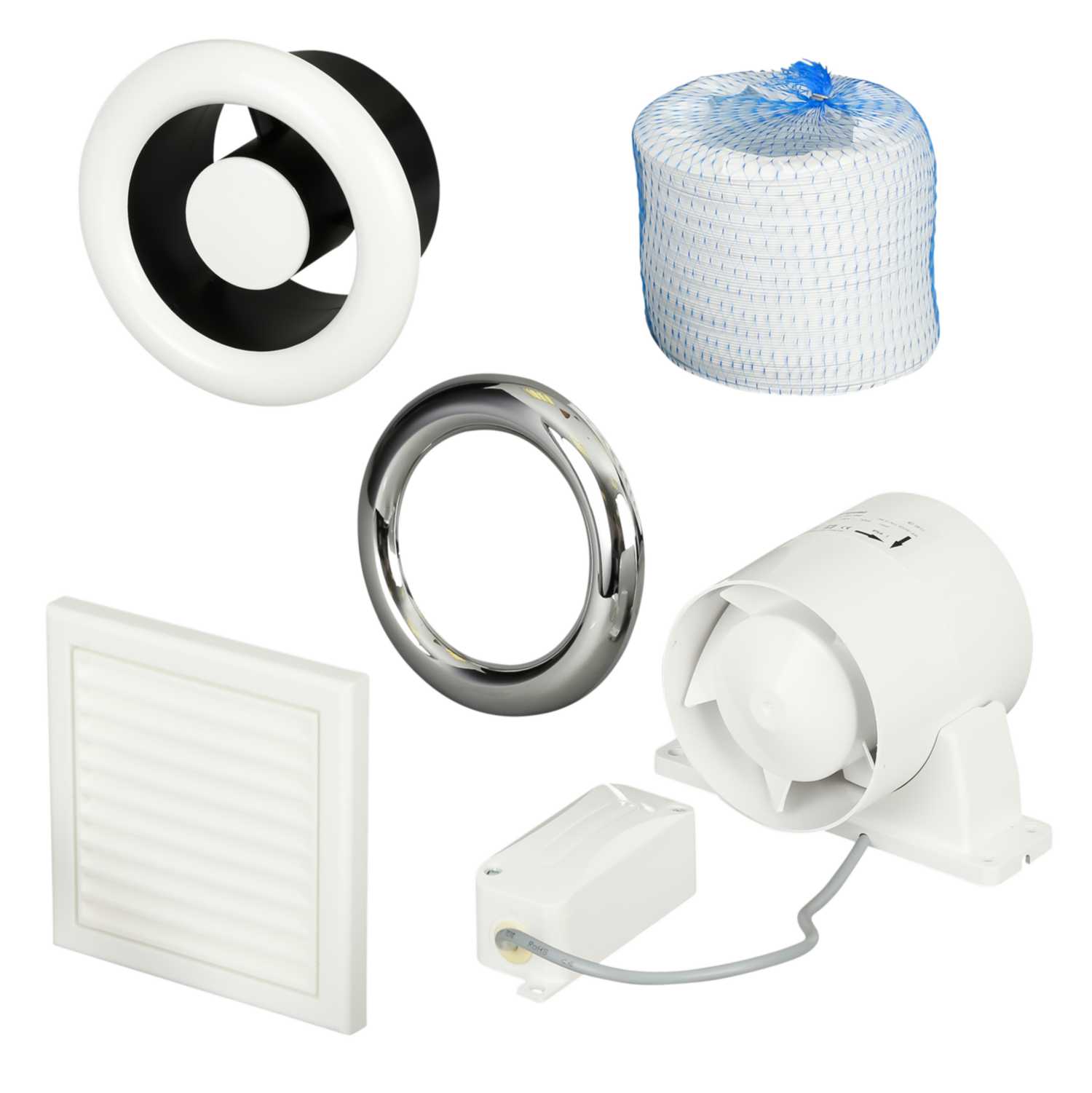 Xpelair Airline 100T 100mm 4" InDuct Fan Kit with Timer (93289AW) CEF