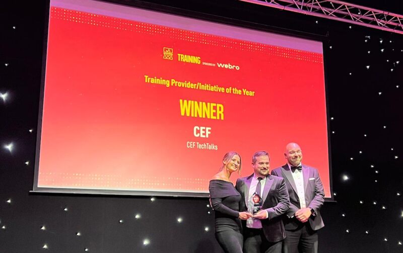 CEF collect the award for Training Provider of the Year 2023 at the ECN Awards
